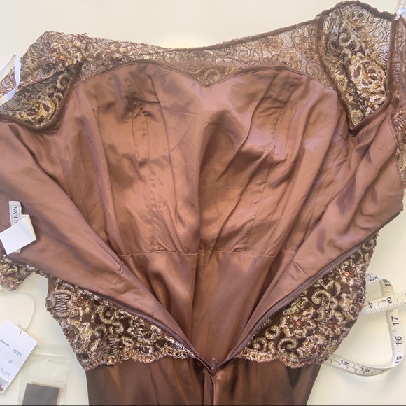 Jean de lys Brown Beaded Silk Floor Length Gown - Picture 8 of 8